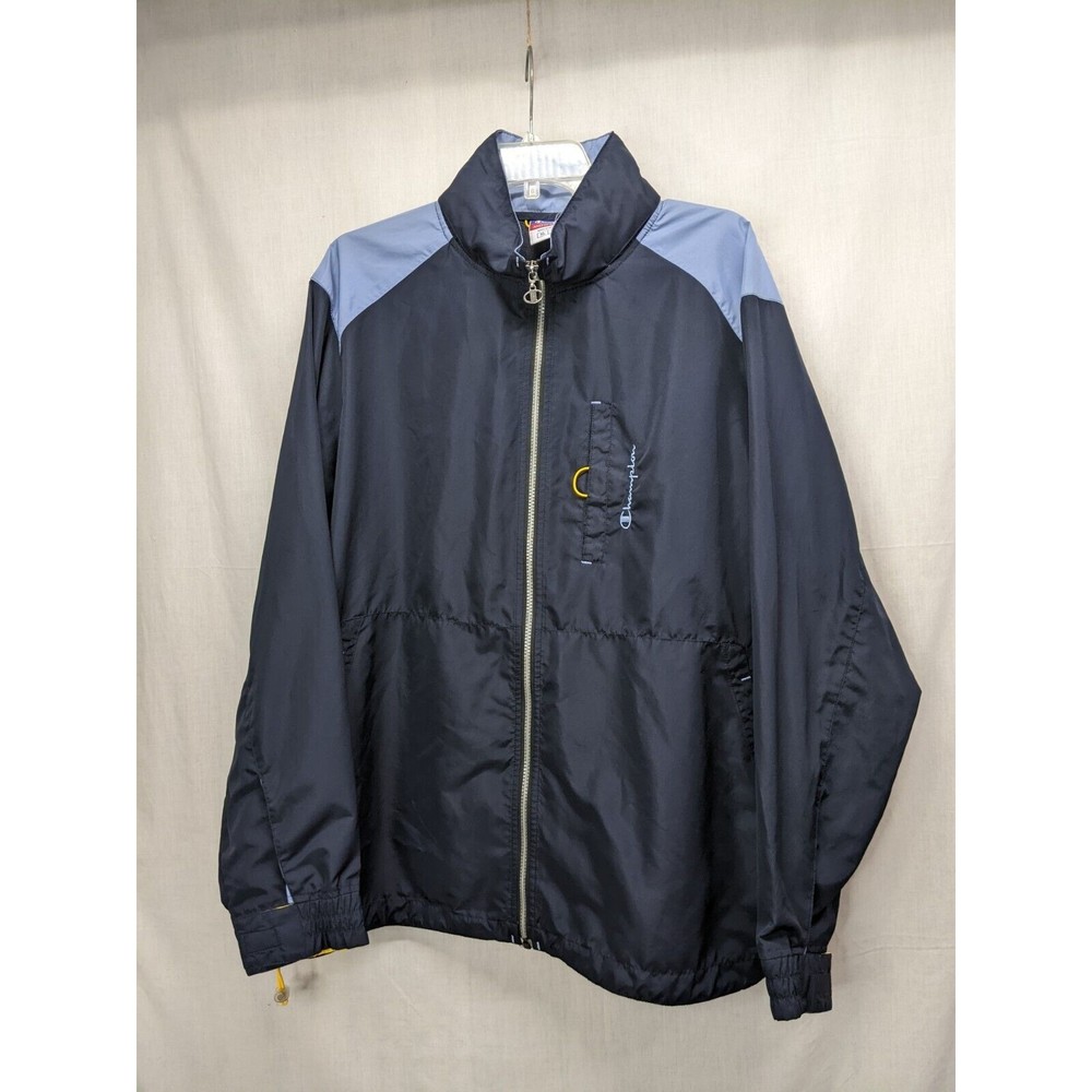 Champion Mens Windbreaker Jacket Navy Polyester Size XL